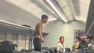 North African in Italy, without a ticket, seizes a carriage, and threatens and chases