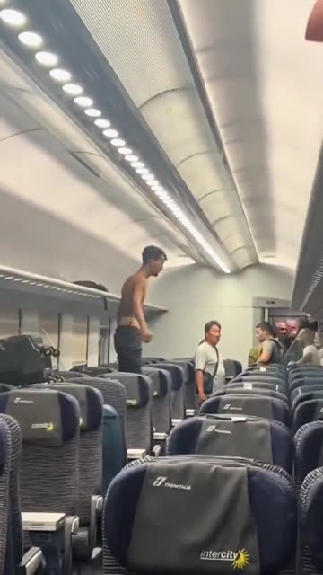 North African in Italy, without a ticket, seizes a carriage, and threatens and chases