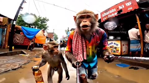 Monkey volging for rain