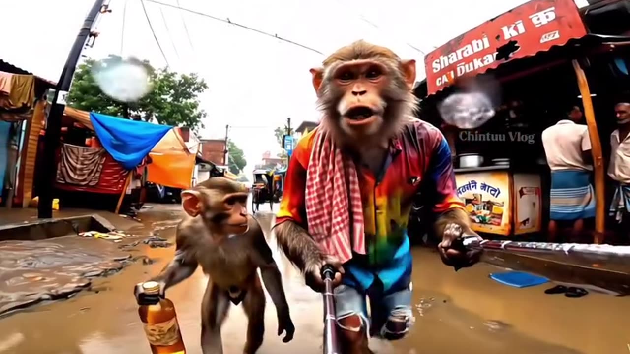 Monkey volging for rain