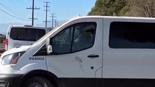 Anti-ICE rioters THROW rocks at ICE agents leaving a raid in Camarillo, California