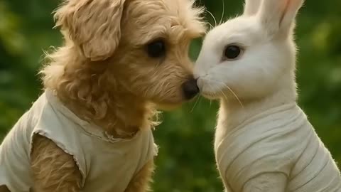 🐶 Cute Dog Rescues Bunny from Bees! 🐰✨