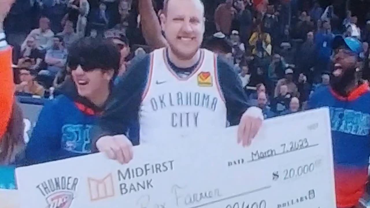 Watch this OKC Fan Sink Halftime Shot - Everyone Loses it on LIVE
