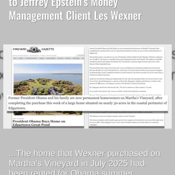 Fact Check: Obamas Did NOT Sell Martha's Vineyard Estate To Jeffrey Epstein Money Manager Les Wexner