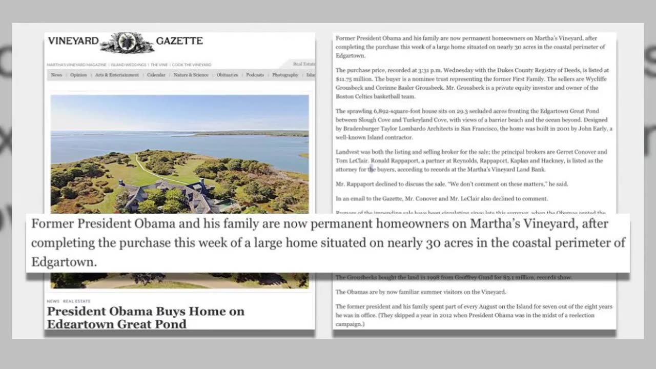 Fact Check: Obamas Did NOT Sell Martha's Vineyard Estate To Jeffrey Epstein Money Manager Les Wexner