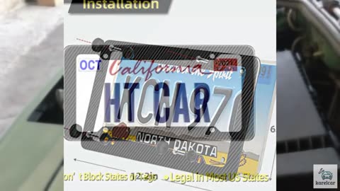 Black Carbon Fiber License Plate Frame, 2 Pack Glossy Waterproof Plastic Number