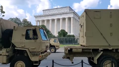 Several DC National Guard vehicles at the Lincoln Memorial, ready to roll!