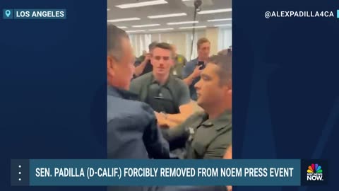 WATCH: Sen. Alex Padilla forcibly removed from Noem press conference