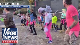 'ABSURD': Host break down in LAUGHTER at activists doing aerobics amid ICE riots