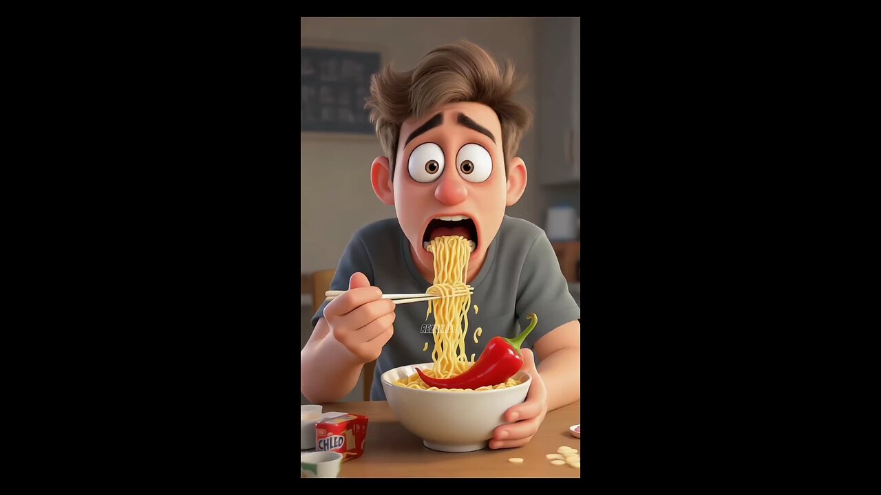 I was so shocked because of the chili in the bowl of noodles!