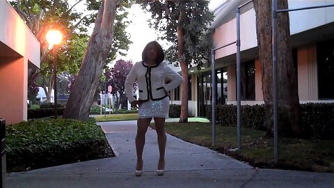 Latino Crossdresser in Business Skirt Suit