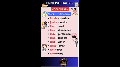 Most important daily use vocabulary with Antonyms 16 #studyhacks123 #vocabulary #english #shorts