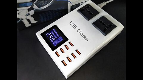 All-in-one Wired & Wireless Charging Hub with Universal Outlets & Digital Screen