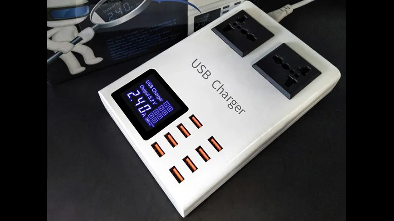 All-in-one Wired & Wireless Charging Hub with Universal Outlets & Digital Screen