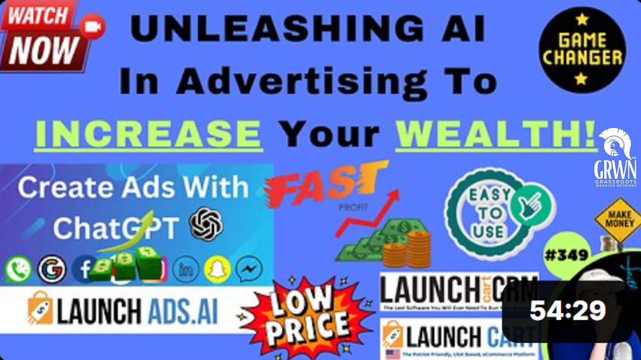#349 UNLEASHING AI In Advertising To INCREASE Your Wealth! How LaunchAds AI Outperforms Humans ...FAST, EASY & AFFORDABLE! Save Hundreds Of Hours & Thousands Of Dollars! The ULTIMATE "All In 1" Business Platform EVERYONE Needs To Succeed