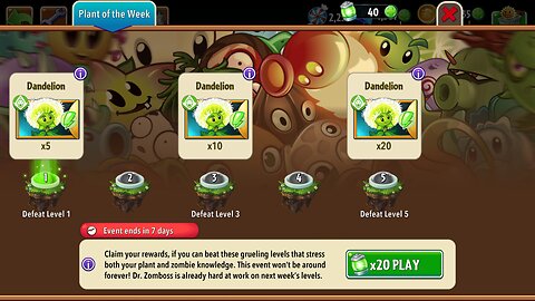 Plants vs Zombies 2 - Plant of the Week - Dandelion - June 2025