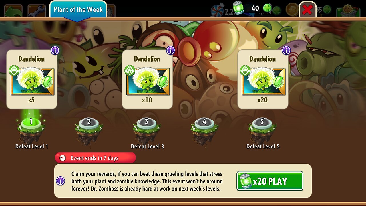 Plants vs Zombies 2 - Plant of the Week - Dandelion - June 2025