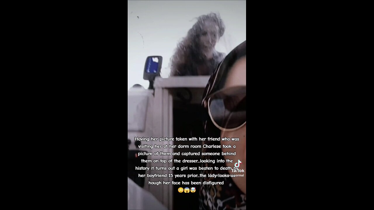 Ghost girl captured on top of Cabinet in Dorm room