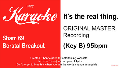 Sham 69 - Borstal Breakout (Key B) 95bpm (2025) Karaoke