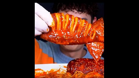 Spicy Noodles with seafood Mukbang