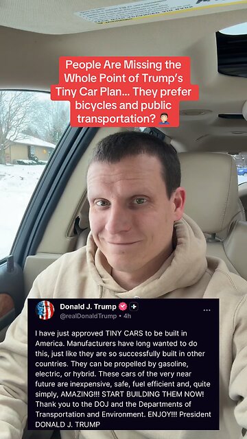 People are upset about Trump approving TINY CARS. Would they prefer people stayed on bicycles?