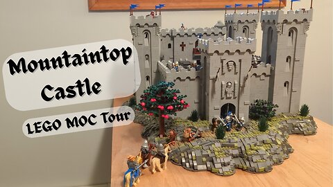 Giant LEGO Mountaintop Castle MOC - With a Complete Modular Interior