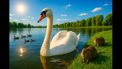 Swan 🦢, Ducks 🦆 & Lake 🌊 | Peaceful Day in Nature 🌿✨
