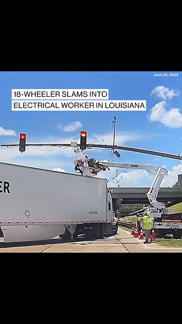 Truck takes out electrical worker in Denham Springs, Louisiana. workplace accidents