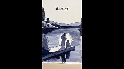 Jesus and a Little Boy Fishing —Children’s Book Illustration