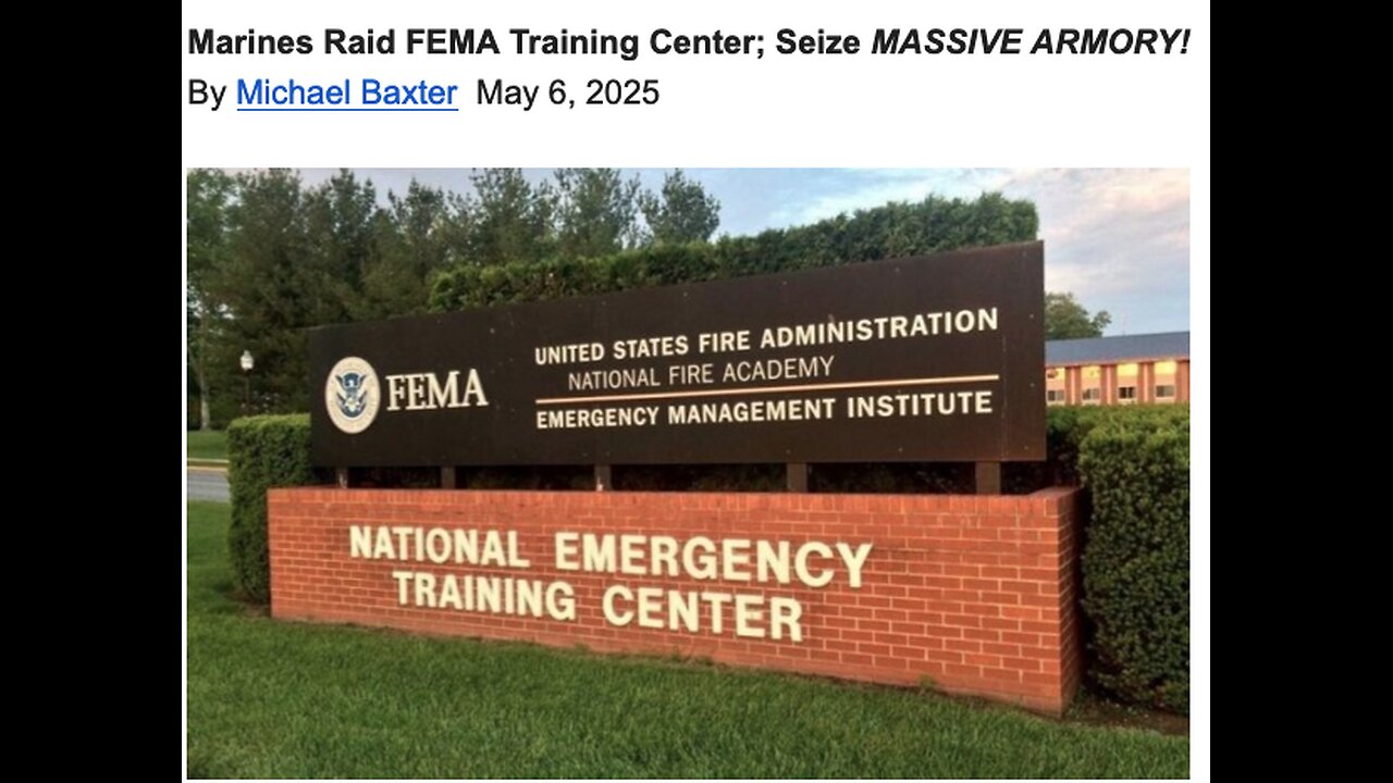 MARINES FEMA TRAINING CENTER; SEIZE MASSIVE ARMORY!
