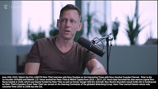 Peter Thiel | The Co-Founder of PayPal & Palantir | "The Entire World Has Submitted for 50 Years to Peace & Safety-Ism. First Thessalonians 5:3, the Slogan of the Antichrist Is Peace & Safety." + "God Is Not Causing Everything.&
