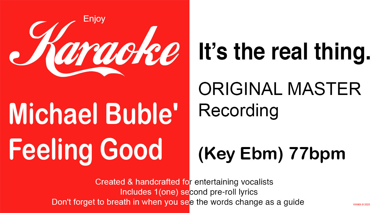 Michael Buble' - Feeling Good (Key Ebm) 77bpm (2025) Karaoke