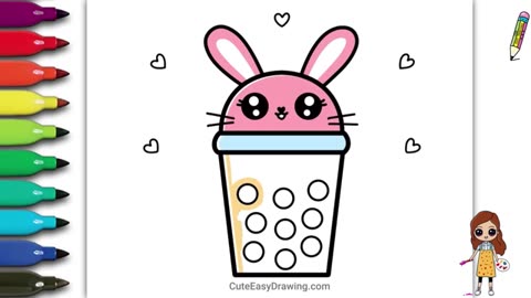 Viral: How to Draw a Cute Easy Boba Tea / Bubble Chocolate Tea for Kids Step by