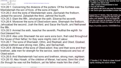 Psalm 99; 1 Chronicles 26
