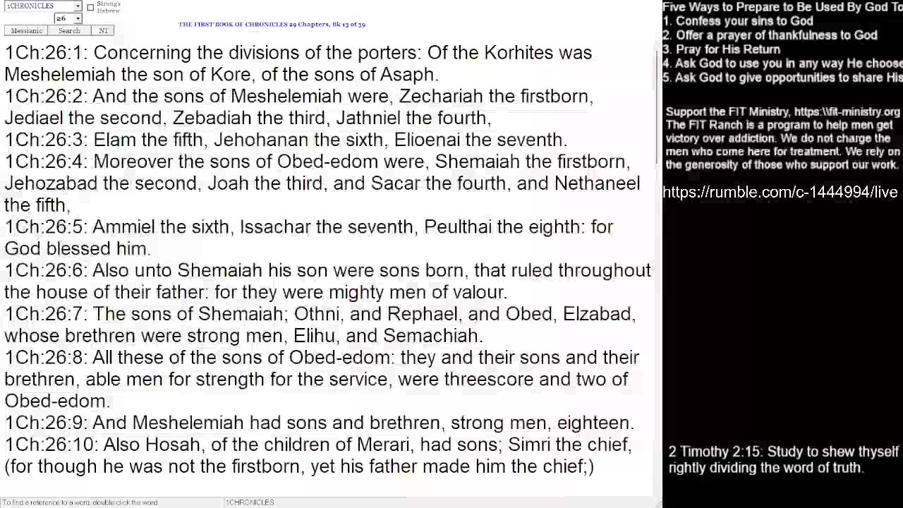 Psalm 99; 1 Chronicles 26