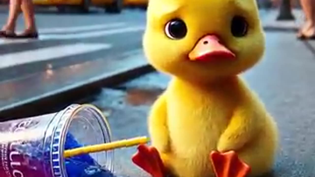 Cute duck accidentally dropped its blueberry drink on the ground丨CAT丨CUTECAT丨AI丨AICAT