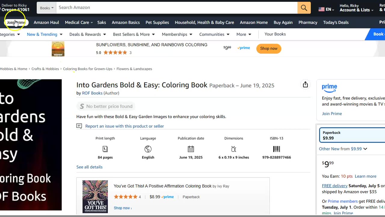 Into Gardens Bold & Easy Coloring book