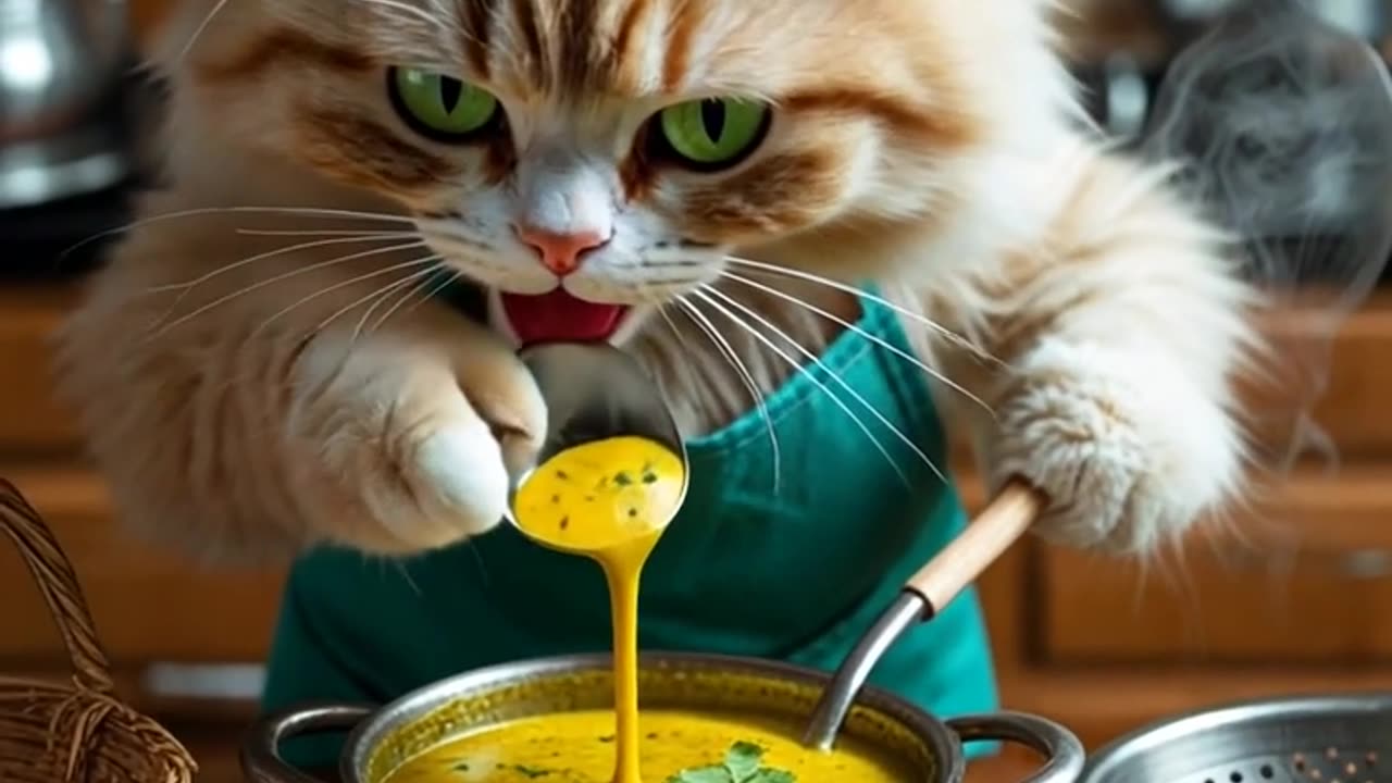 Cat make food