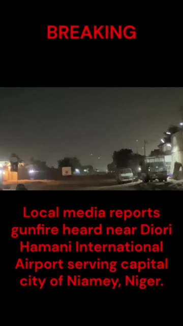 Local media reports gunfire heard near Diori Hamani International Airport serving capital city
