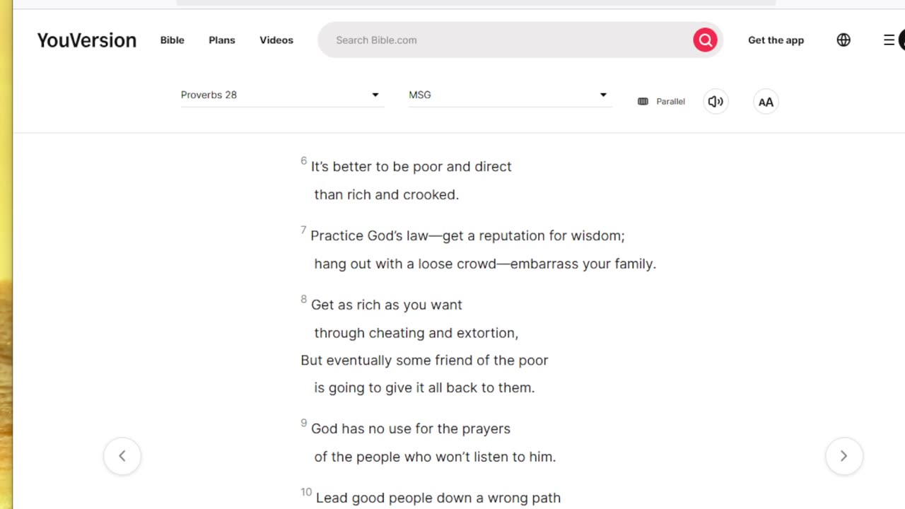 Proverbs 28 MSG KJV comparison