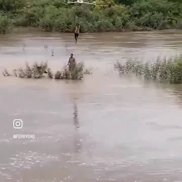 Children rescued from flood waters by using a Drone.