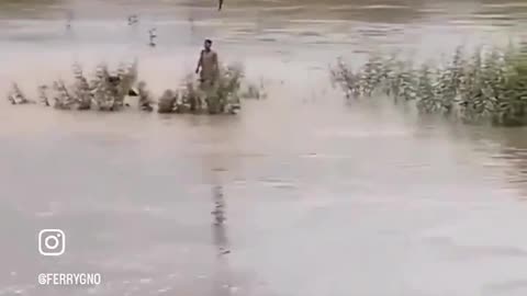 Children rescued from flood waters by using a Drone.