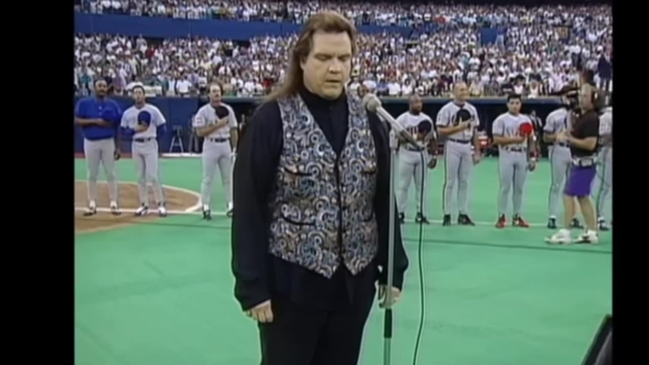 Meatloaf sings the national anthem.