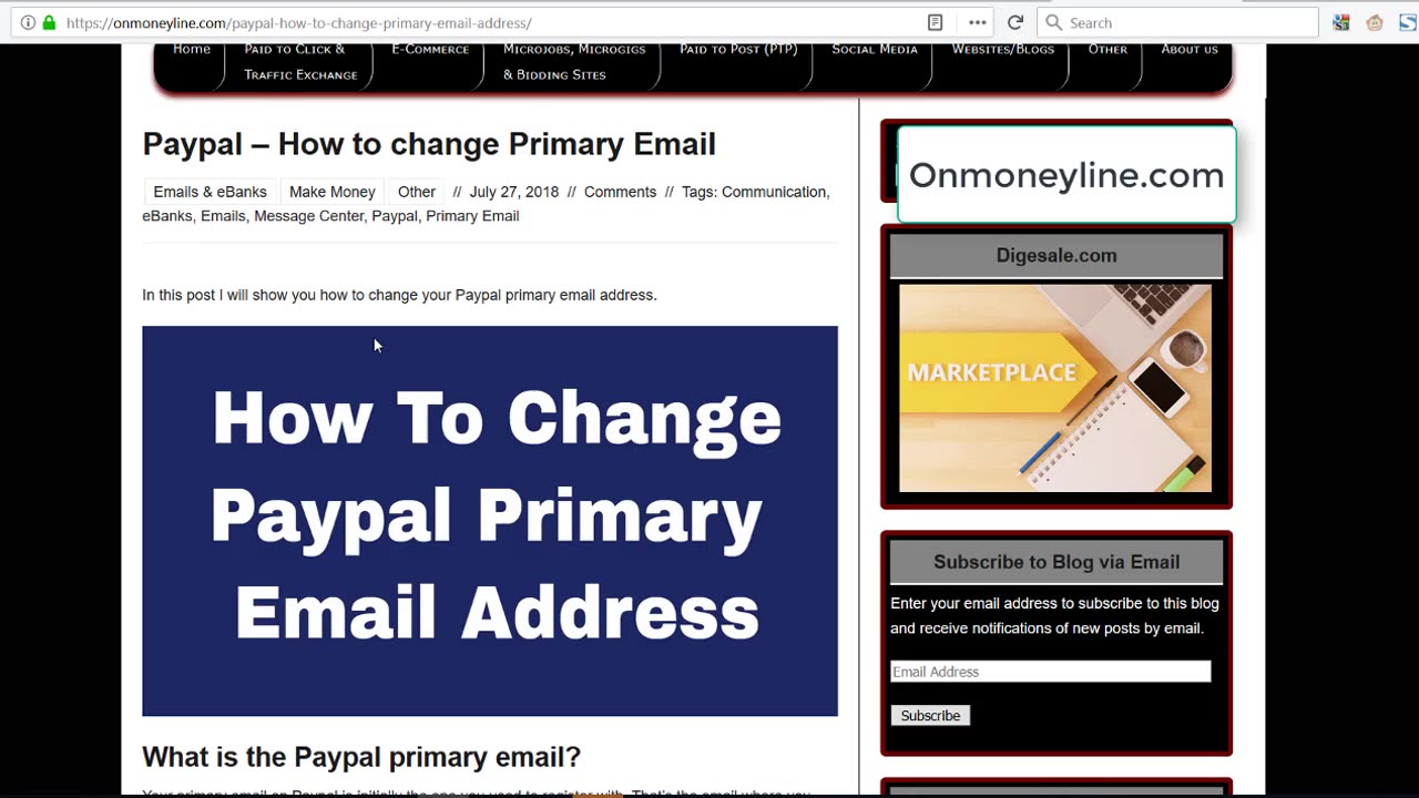 Paypal - Change Primary Email Address Guide - Onmoneyline