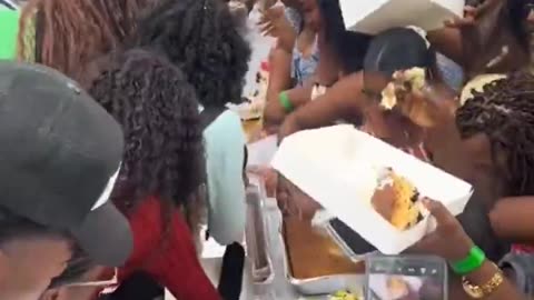 Picnic with cake in Africa.