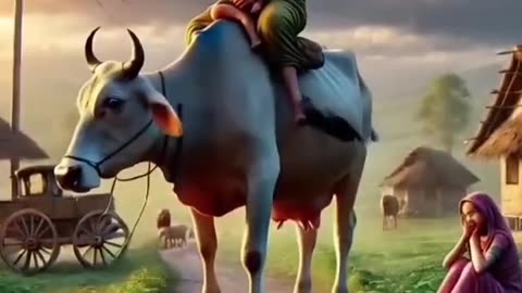 Poor woman and cow