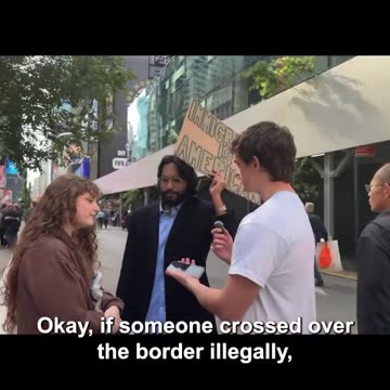 Protestor couple disagrees on deportation of illegal immigrants, awkward