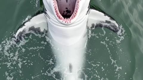 This is not a drill. A great white just yawned. 😱🦈