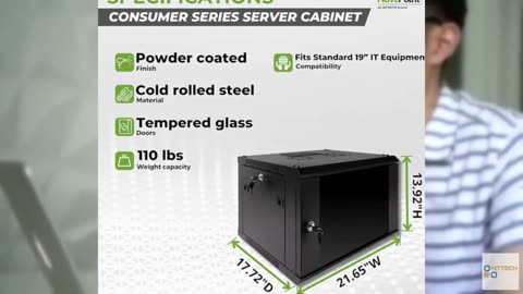 NavePoint 6U Server Rack Enclosure with Glass Door, Cooling Fan, Locks, & Remova