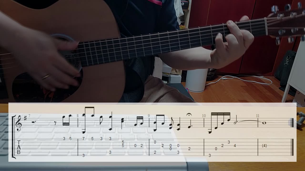 Goodbye - Hyo-Shin Park, guitar backing, chord diagram, intro & ending tab.
